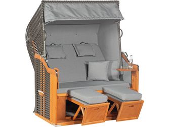 Strandkorb Rustikal 250 Plus XL 1222 2-Sitzer XL, Halbliegemod Kunststoffgefl anthrazit