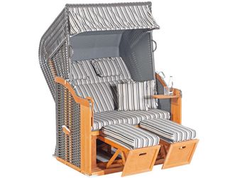 Strandkorb Rustikal 255 PLUS 1131 2-Sitzer, Halbliegemod Kunststoffgefl anthrazit 14 mm