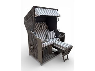 Strandkorb Rustikal 285 Z Sun, PE-Geflecht schiefergrau, Dessin 1240, 120x160x85cm