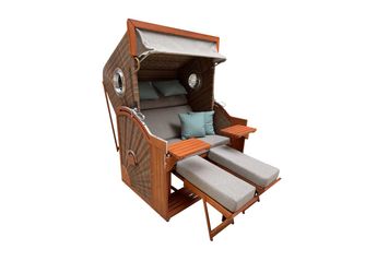 Strandkorb Seaside XL Bullauge SUN PE griseum Design 488, 135x165x92cm