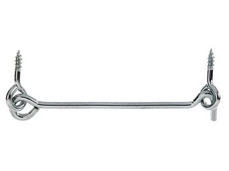 Sturmhaken, mit Öse, blau verzinkt, z.Einschrauben, Länge 120mm, Haken Ø4mm Sturmhaken, mit Öse, blau verzinkt, z.Einschrauben, Länge 120mm, Haken Ø4mm