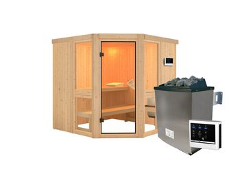 Systemsauna Amelia 2 SET mit Ofen 9kW ext. Strg. 1960x1960x1980mm Systemsauna Amelia 2 SET mit Ofen 9kW ext. Strg. 1960x1960x1980mm