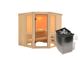 Systemsauna Amelia 2 SET mit Ofen 9kW integr. Strg. 1960x1960x1980mm Systemsauna Amelia 2 SET mit Ofen 9kW integr. Strg. 1960x1960x1980mm