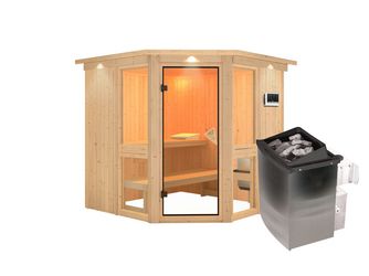 Systemsauna Amelia 2 mit Kranz SET mit Ofen 9kW integr. Strg. 2100x2100x2020mm Systemsauna Amelia 2 mit Kranz SET mit Ofen 9kW integr. Strg. 2100x2100x2020mm