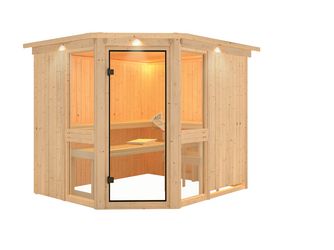 Systemsauna Amelia 3 mit bronz. Tür und Kranz 2450x2100x1980mm