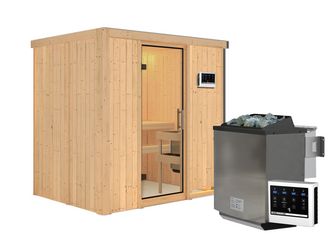 Systemsauna Bodin mit Klarglastür SET Ofen 9kW Bio externe Strg easy 1960x1510x1980mm Systemsauna Bodin mit Klarglastür SET Ofen 9kW Bio externe Strg easy 1960x1510x1980mm