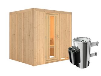 Systemsauna Daria mit isolierter Holztür SET Ofen 3,6kW intgr. Strg 1960x1700x1980mm