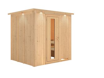 Systemsauna Daria mit isolierter Holztür und Kranz 2100x1840x2020mm