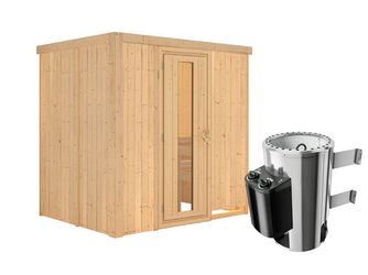 Systemsauna Fanja mit isolierter Holztür SET Ofen 3,6kW intgr. Strg 1960x1510x1980mm