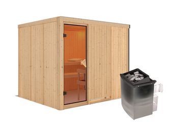Systemsauna Gobin SET mit Ofen intgr. Strg 9kW edelstahl 2310x1960x1980mm Systemsauna Gobin SET mit Ofen intgr. Strg 9kW edelstahl 2310x1960x1980mm
