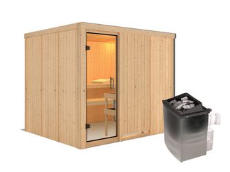 Systemsauna Gobin mit Klarglastür SET Ofen 9kW integr. Strg 2310x1960x1980mm Systemsauna Gobin mit Klarglastür SET Ofen 9kW integr. Strg 2310x1960x1980mm
