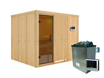 Systemsauna Gobin mit Tür graphit SET mit Ofen 9kW ext. Strg Easy 2310x1960x1980mm Systemsauna Gobin mit Tür graphit SET mit Ofen 9kW ext. Strg Easy 2310x1960x1980mm