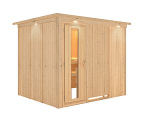 Systemsauna Gobin mit isolierter Holztür und Kranz 2450x2100x2020mm