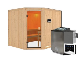 Systemsauna Horna mit bronz. Tür SET mit Ofen 9kW Bio mit ext. Strg. 2310x1960x1980mm Systemsauna Horna mit bronz. Tür SET mit Ofen 9kW Bio mit ext. Strg. 2310x1960x1980mm