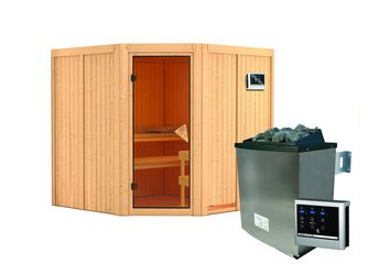 Systemsauna Jarin SET mit Ofen 9kW Edelstahl ext. Strg Easy 1960x1960x1980mm Systemsauna Jarin SET mit Ofen 9kW Edelstahl ext. Strg Easy 1960x1960x1980mm