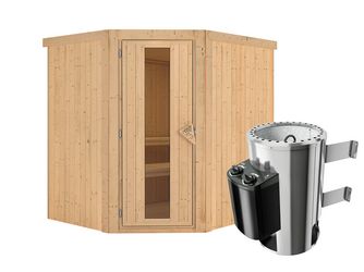 Systemsauna Lilja mit isolierter Holztür SET Ofen 3,6kW intgr. Strg 1960x1700x1980mm