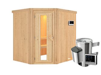 Systemsauna Lilja mit isolierter Holztür SET mit Ofen 3,6kW ext. Strg. Easy 1960x1700x1980mm