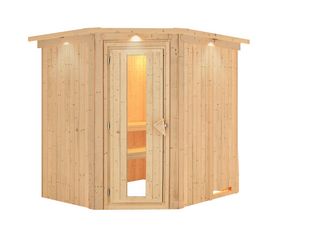 Systemsauna Lilja mit isolierter Holztür und Kranz 2100x1840x2020mm