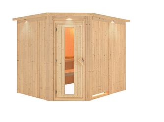 Systemsauna Malin mit isolierter Holztür und Kranz 2450x2100x2020mm