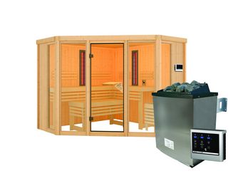 Systemsauna Multifunktionskabine Asta mit bronz. Tür SET mit Ofen 9kW ext. Strg. 2310x2310x1980mm