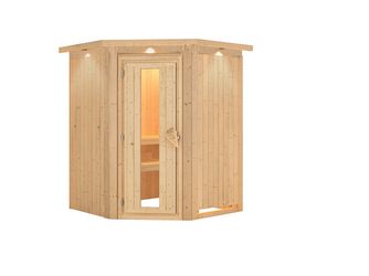 Systemsauna Nanja mit isolierter Holztür und Kranz 1650x1650x2020mm