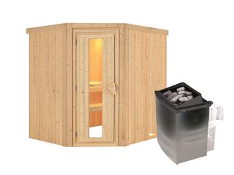 Systemsauna Siirin mit isolierter Holztür SET mit Ofen 9kW integr. Strg 1960x1700x1980mm