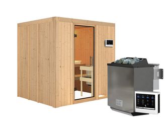 Systemsauna Sodin mit Klarglastür SET Ofen 9kW Bio externe Strg easy 1960x1700x1980mm Systemsauna Sodin mit Klarglastür SET Ofen 9kW Bio externe Strg easy 1960x1700x1980mm