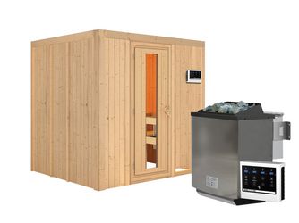 Systemsauna Sodin mit isolierter Holztür SET mit Ofen 9kW Bio ext. Strg. Easy 1960x1700x1980mm