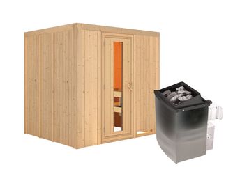Systemsauna Sodin mit isolierter Holztür SET mit Ofen 9kW integr. Strg 1960x1700x1980mm