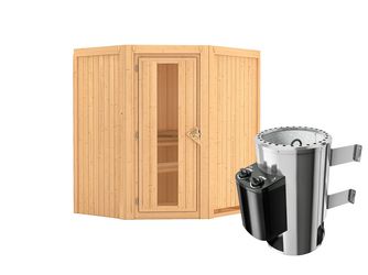 Systemsauna Tonja mit isolierter Holztür SET Ofen 3,6kW intgr. Strg 1700x1510x1980mm