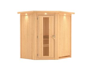 Systemsauna Tonja mit isolierter Holztür und Kranz 1840x1650x2020mm