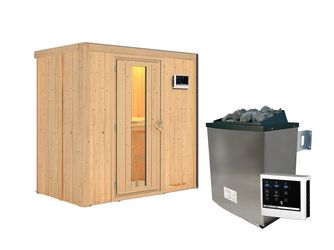 Systemsauna Variado mit isolierter Holztür SET mit Ofen 9kW ext. Strg. Easy 1960x1180x1980mm
