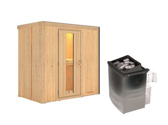 Systemsauna Variado mit isolierter Holztür SET mit Ofen 9kW integr. Strg. 1960x1180x1980mm