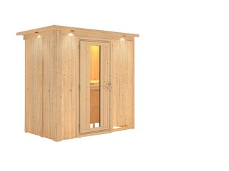 Systemsauna Variado mit isolierter Holztür und Kranz 2100x1320x2020mm