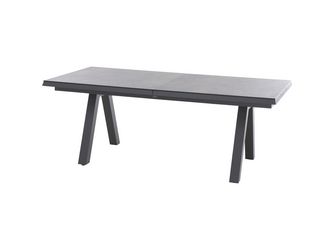 TIRANA Ausziehtisch 200/260cm anthrazit/titan AluGest. in teaklook, Tischpl. aus Glas in dark concrete
