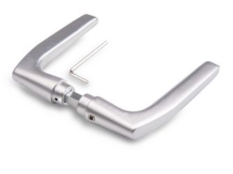 Türdrücker, ein Paar, Alu, silberf.elox.f.Schlossk.30-40mm, Griffbreite 115mm Türdrücker, ein Paar, Alu, silberf.elox.f.Schlossk.30-40mm, Griffbreite 115mm