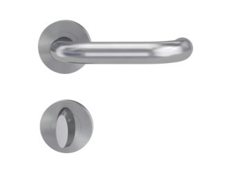 Türgriffgarnitur ALESSIA PROF Schraubt.GK4 Rosetten rund WC rot/weiß Edelst. ma.