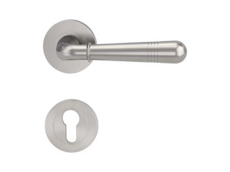 Türgriffgarnitur FABIA Schraubt.GK4 Rosetten rund Profilzylinder Samtgrau