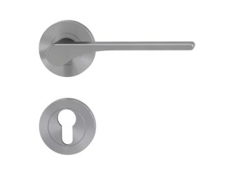 Türgriffgarnitur LEAF LIGHT Schraubt.GK4 Rosetten rund Profilzylinder Samtgrau