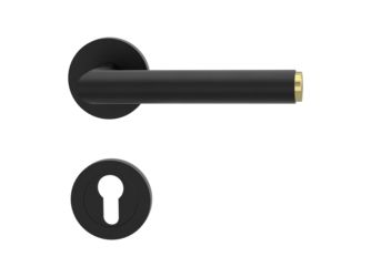 Türgriffgarnitur LUCIA SELECT Schraubt.GK3 Rosetten rund Profilzylinder Graphitschwarz-Messing