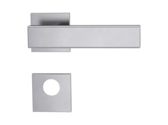 Türgriffgarnitur VAYA 200 CUBICO Fast2Fix Rosetten eckig Rundzylinder Edelst. ma.
