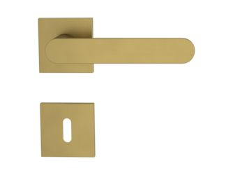 Türgriffgarnitur VAYA 291 AVUS Fast2Fix Rosetten eckig Buntbart Gold ma.