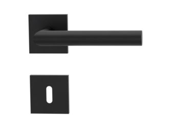 Türgriffgarnitur VAYA basic 195 Fast2Fix GK3 Rosetten eckig Buntbart Graphitschwarz