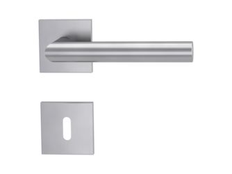 Türgriffgarnitur VAYA basic 195 LUCIA Fast2Fix GK3 Rosetten eckig Buntbart Edelstahl matt