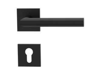 Türgriffgarnitur VAYA basic 195 LUCIA Fast2Fix GK3 Rosetten eckig Profilzylinder Graphitschwarz