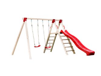 Tabaluga Drachenschaukel mit Podest, 2 Schaukelbretter, Sparset inkl. Rutsche rot 290cm