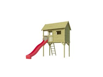 Tabaluga Kinderstelzenhaus 815, mit Wellenwasserrutsche rot 290cm