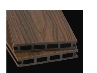 Terrassendiele BPC coextrudiert Hohlkammer hazelnut einseitig Holzstruktur, längsseitige Nut, SIMPLEX - 22 x 140 mm