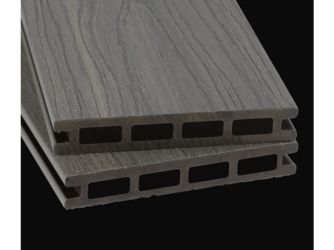 Terrassendiele BPC coextrudiert Hohlkammer medium grey einseitig Holzstruktur, längsseitige Nut, SIMPLEX - 22 x 140 mm