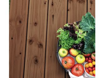 Terrassendiele Douglasie KDI KD braun beidseitig geriffelt, Rundkante - 28 x 145 mm